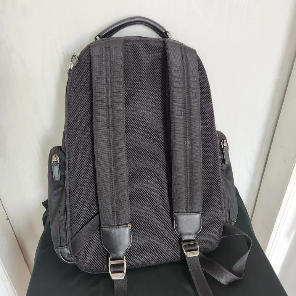 Coach Voyager Luxury Black Nylon Leather Silver Buckle Backpack College School